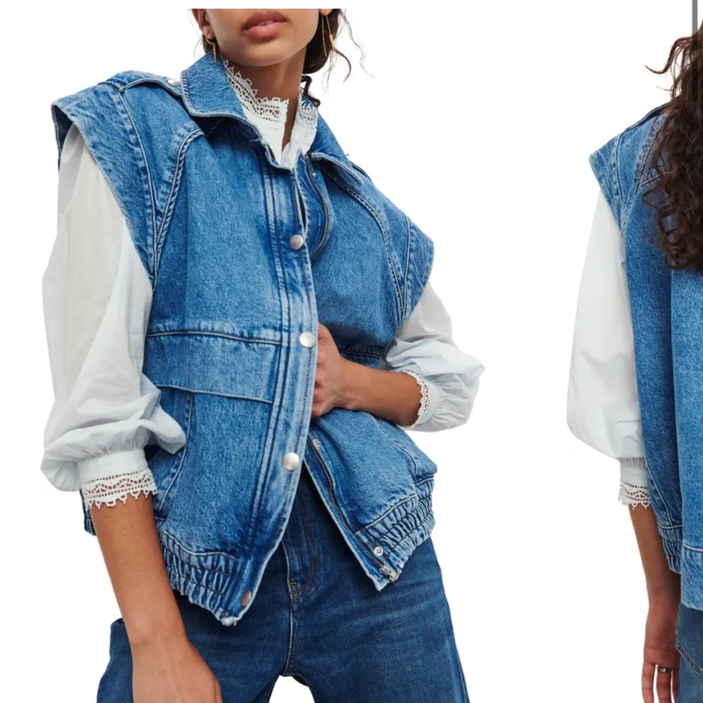 ba&sh Blue Denim Sleeveless Vest